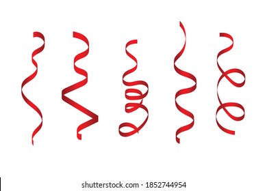 Red Vector Streamer Curling Party Ribbons Stock Vector (Royalty Free ...