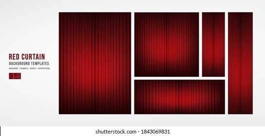 Set of Red Curtain Template Background,banner,Cover and advertising concept,design for Digital marketing Website,Vector