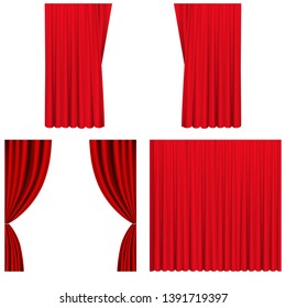 Set of red curtains to theater stage