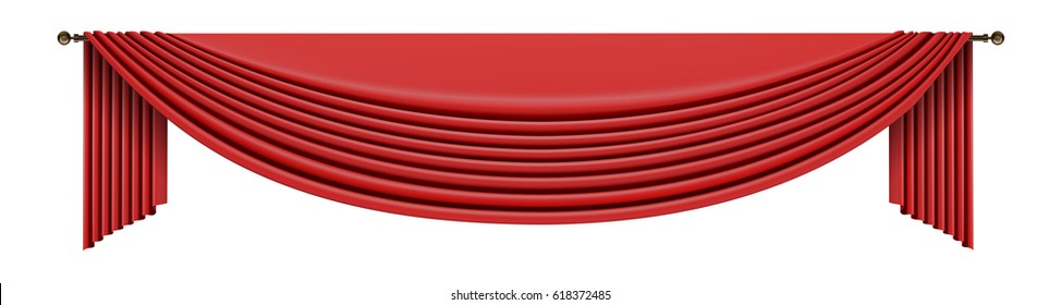 Set of red curtains to theater stage. Mesh vector illustration.