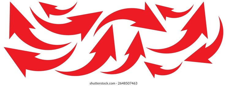 Set of red curve arrow direction vector symbol.Red color vector design curved arrow. Arrow sign. Red curve arrow indicator.Vector illustrator.