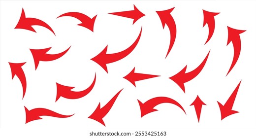  Set of red Curved Arrows isolated. Vector illustration.