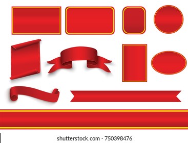 Large Set Red Paper Ribbons Set Stock Vector (Royalty Free) 1716746539