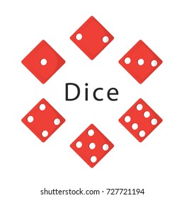 Set of red dice concept vector illustration.