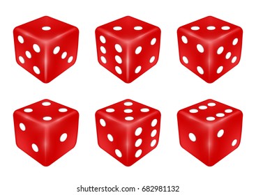 set of a red dice three dimensions