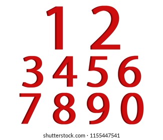 Set Red Digits On Isolated Background Stock Vector (Royalty Free ...