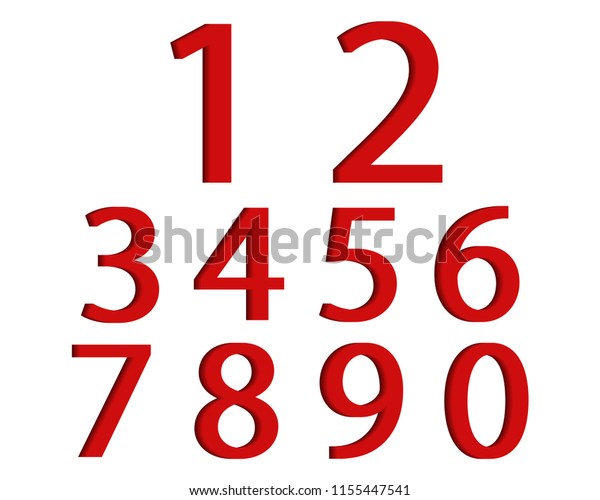 Set Red Digits On Isolated Background Stock Vector (Royalty Free ...