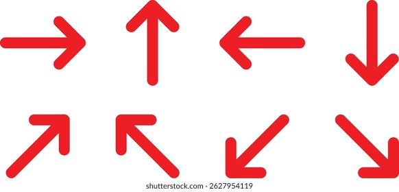set of red direction arrow. hand drawn red direction arrow vector illustration.