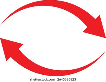 set of red direction curve arrow symbol vector illustration.