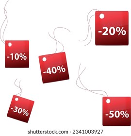 Set of red discount price labels