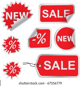 Set of red discount price labels