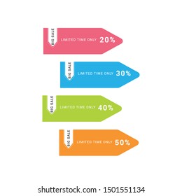 Set of red discount tags icon. big sale, special offer, big offer tag, Vector illustration style is flat iconic symbol