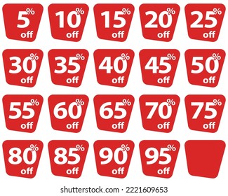 Set of red discount tags. Vector illustration