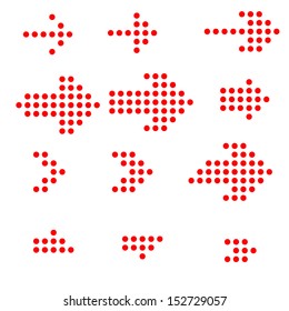 set of red dot arrow svg