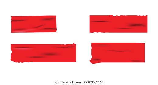 Conjunto de fita de duto vermelho isolado fundo transparente. Adesivo de fita de papel com bordas rasgadas.