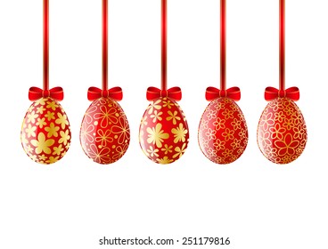 Set of red Easter eggs