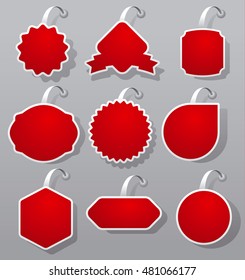 set of red empty advertising and promotion badges
