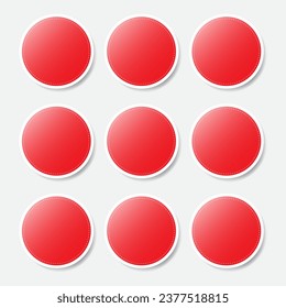 Set of red empty circle sticker, vector illustration EPS10