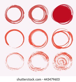 set of red empty scribble circles, vector design elements