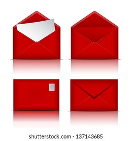 Set of Red envelopes. Vector illustration on white background