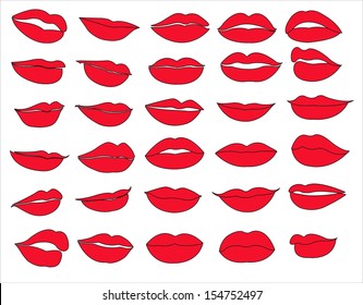 set of red female lips