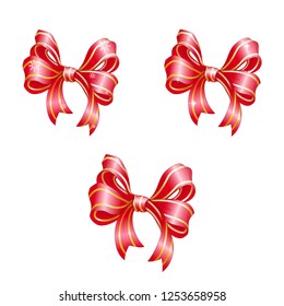 Set of red festive bows.