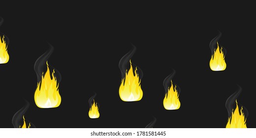 Set of red fire bright flame. Collection flames on a blank background