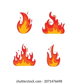 Set of red fire design vector collection 03