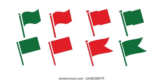 Set of red flag and green flag symbol vector design
