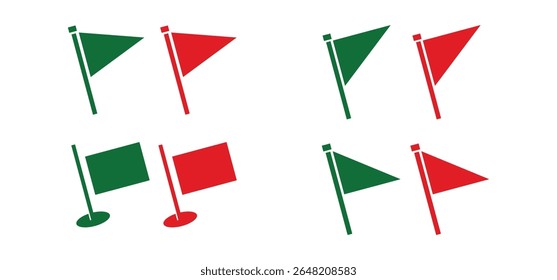 Set of red flag and green flag symbol vector design