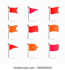 Set of red flag icons vector illustration