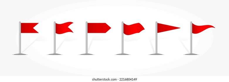 Set of red flags on a white background 