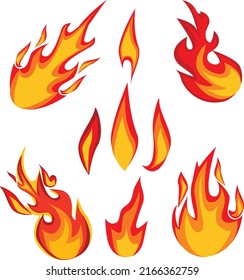 set of red flame fire candle light flow wind 