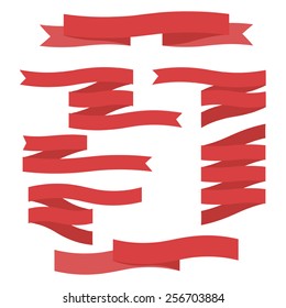Set of red flat ribbons