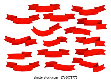 Set Red Flat Ribbons Isolated On Stock Vector (Royalty Free) 1766071775 ...