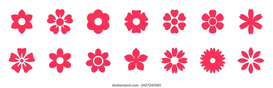 Conjunto de ilustración de icono de flor roja. Elementos de muelle
