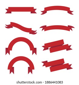conjunto de cintas plegadas rojas en estilo plano