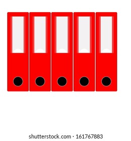 set of red folders on a white background