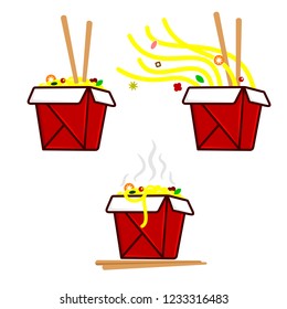 Set, red food box. Vector 