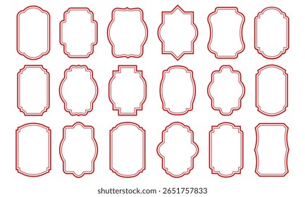 Set of red frames Isolated on white background. Vector illustration.