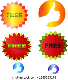 Set of red free tags, buttons and icons for websites