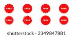 Set of red free vector labels. Tag of sale. Coupon, present or discount signs. Vector 10 Eps.