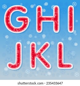set of red frozen letters