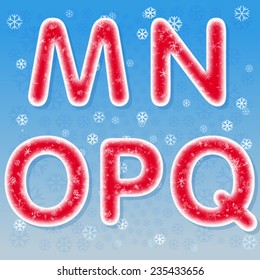 set of red frozen letters