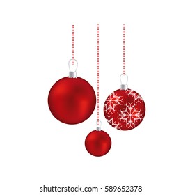 set red garlands christmas holding with snowflakes ornaments vector illustration