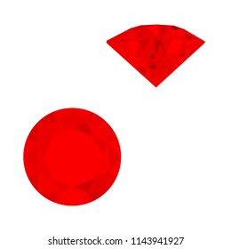 Set of red gemstones. Vector illustration of rubies.