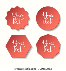 Set of red geometric figures with place for text. Vector illustration