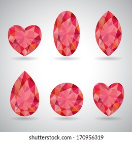 Set of red geometric icons, design elements