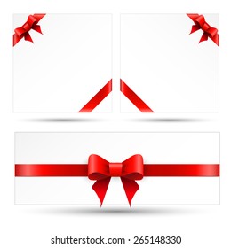 Set red gift bows with ribbons
