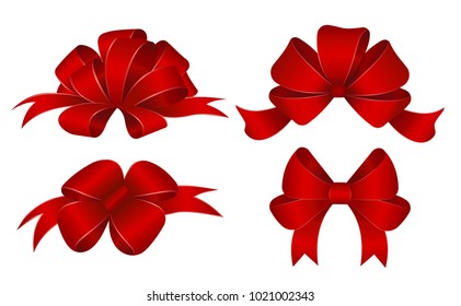 Set of red gift bows. Vector illustration. Concept for invitation, banners, gift cards, congratulation or website layout vector.